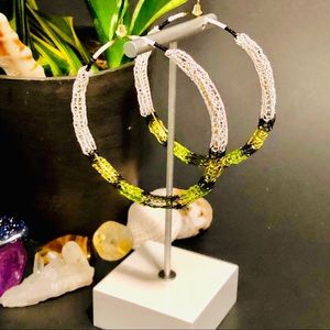 2.5” Handmade Colorful Wire Crochet Hoop Earrings